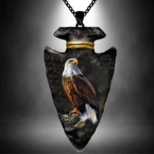 Adler thront Pfeilspitze Indianer Natur Schmuck Anhänger Halskette - Bild 1 von 6