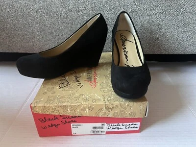 American Rag CIE Women's Black Suede Platform Wedge Heels Shoes Size 7 M Kenna - Image 1 of 4