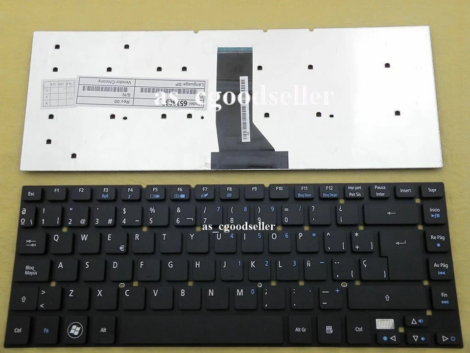 Spanish Keyboard for Acer 3830T 4755g 4830G E1-430G E1-472P E5-471 V3-431 P245-M - Image 1 of 1