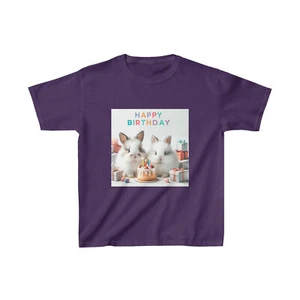 Kids Birthday Tshirt, cute bunnies, US Cotton Birthday T-shirt, Tee - Picture 1 of 21