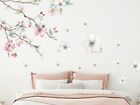 Wandtattoo Blumen Kirschblüten Aquarell weiß, Wandaufkleber Wohnzimmer 150x60cm