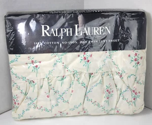 Ralph Lauren Solero Doble Volantes Sábana Plana Rosa Verde Floral Defecto Cabaña - Imagen 1 de 19