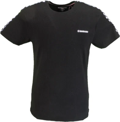 Lambretta Mens Black Checkerboard Trim T Shirt Foto 1 de 3