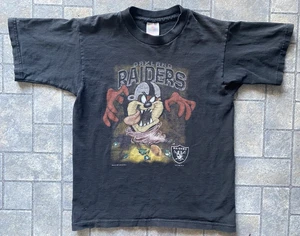 Vintage 1997 Warner Bros Taz Oakland Raiders NFL Shirt Kids Youth 14/16 Black - Bild 1 von 16