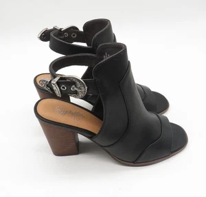 Sandalias de tacón Seychelles para mujer de cuero negro con hebillas plateadas 6 NUEVAS - Imagen 1 de 7