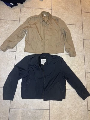 Vintage 70 80s US Navy Creighton USN Tanker 44-46 Khaki Black Windbreaker Jacket - Image 1 of 4