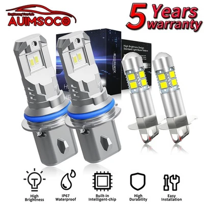 For Toyota Previa 1991-1993 9004 H3 LED Headlight Bulbs High Low Beam Fog Light - Image 1 of 4