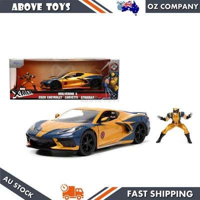 Jada 1:24 Scale Marvel X-Men Wolverine & 2020 Chevy Corvette Stingray Model - Image 1 of 4