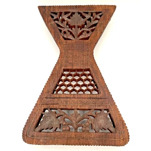 Vintage Gold Accent Wooden Leaf Trivet - Hot Pad by Sarna #287 - Made in India - Picture 1 of 11