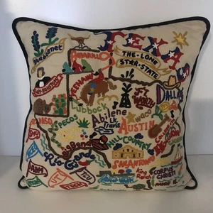 Catstudio Geography Collection Texas State handbesticktes 20" Kissen - Bild 1 von 14