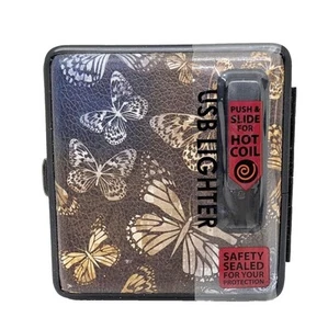 Mariposas Cuero PU King Size USB Encendedor Estuche de Cigarrillos Incorporado - Tiene Defectos - Imagen 1 de 6
