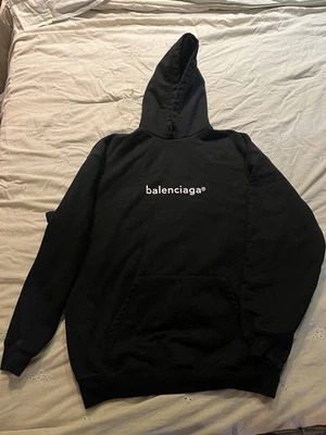 Balenciaga 男式连帽衫 S 码标志印花黑色棉质男式 — 第 1/4 张图片