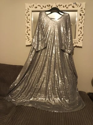 New Womens Sliver Sequin Maxi-Dress Size 30/32, handmade  - Image 1 of 4