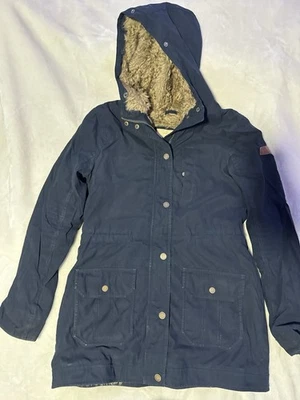 Chaqueta de piel para mujer Hollister azul manga larga estampado liso talla mediana Foto 1 de 4