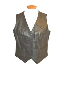 Unik Premium Damen schwarze schwere Leder Motorrad Reitweste Größe Medium - Bild 1 von 6