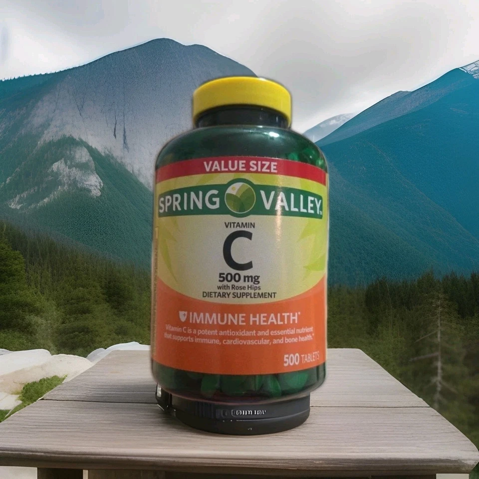 Spring Valley витамин C таблетки с шиповником, 500 мг, 500 штук срок годности 05/26 - Изображение 1 из 1