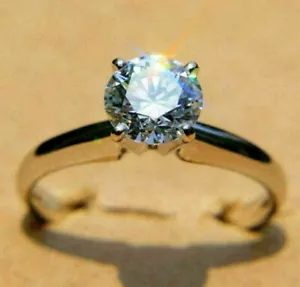 Schön Damenring 1,50 Karat Rund Diamant Solitär Verlobungsring 14 Karat Weißgold - Bild 1 von 7
