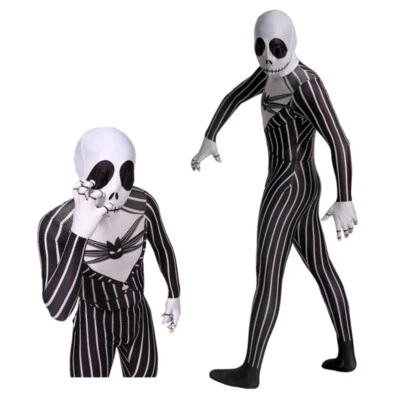Jack Skellington Cosplay Jumpsuit Nightmare Before Christmas Costume Halloween - Image 1 of 4