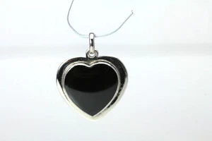 925 Sterling Silver Black Onyx Heart Charm or Pendant 3.1 Grams (PEN4373) - Picture 1 of 18