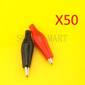 100 PZ Morsetto Batteria Prova Sonda Alligatore Elettrico Clip Stivale 35mm Nero e Rosso - Foto 1 di 5