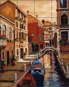 Venedig Fliese Backsplash Joanne Morris Margosian Kanal Kunst Keramik Wandbild JM028 - Bild 1 von 7