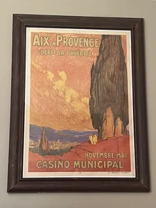 Original Vintage Reise Französisch Reiseposter Aix En Provence Municipal Casino - Bild 1 von 3