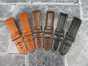 26mm Deployment Strap Calf Leather Watch Band for fits PANERAI Black Brown x1 - Picture 1 of 37