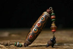 10cm China Tibet Antique handmade Pendants natural agate Dzi Bead pendants  - Picture 1 of 9