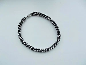 Collar KUMIHIMO in strict black and silver colors. 37cm (14,6") - Picture 1 of 6