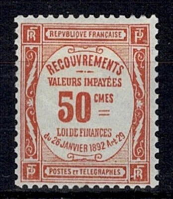 FRANCE YVERT TAXE 47 SCOTT POSTAGE DUE  J 50 " 50c RED " MH VF MUST SEE  Y214A - Image 1 of 2