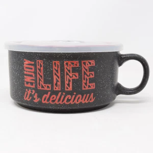 Souper Mug Vent Lid Enjoy Life Its Delicious Dorm Travel Office Speckled 22 oz - Picture 1 of 12
