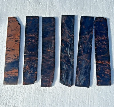 6 250 x 50mm NATURAL MULTI OBSIDIAN PREFORMS SLAB FOR KNAPPING KNIFE ARROWHEAD - Image 1 of 4