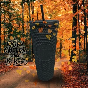 Starbucks Fall 2021 24 OZ negro mate tacto suave tachonado Venti taza fría - Imagen 1 de 11