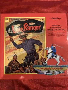 LONE RANGER SILVER Tin Wind-Up Schylling In Box Rare Unique Toy Old Historical - Picture 1 of 4