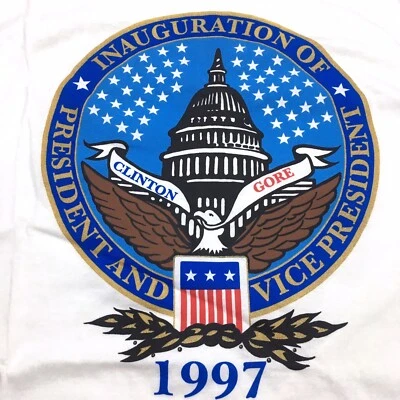 1997 53rd Presidential Inauguration Bill Clinton Al Gore White Men's T Shirt XL - Image 1 of 4