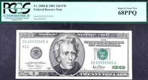 Fr. 2088-K $ 20,00 2001 hervorragendes Edelstein Neu 68 PPQ PCGS wiederholend SN - Bild 1 von 2