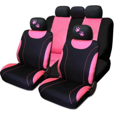 For Honda New Car SUV Fabric Seat Covers Pink Paws Set Women Girl Full Set - Image 1 of 4