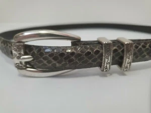 Brighton Women’s Snake Embossed Skinny Belt Med/30 Black - Picture 1 of 4
