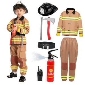 Halloween Boys Fireman Costume, Firefighter Costume for Toddler(3-4 yrs) Brown - Picture 1 of 8
