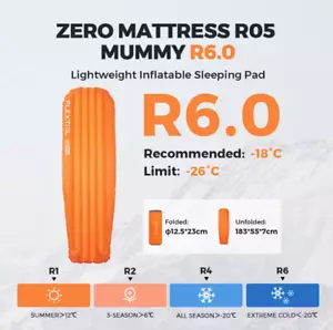 Flextail Zero R05 Sleeping Mat Pad (Mummy) - 4 season 6.0 R Value - BRAND NEW UK - Picture 1 of 5
