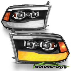 For 2009-2018 Dodge Ram 1500 2500 3500 Black LED DRL Dual Projector Headlights - Picture 1 of 8