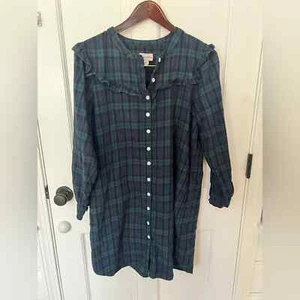 Lanz of Salsburg grün marine kariert Flanell Nachthemd Größe Medium sehr guter Zustand - Bild 1 von 4