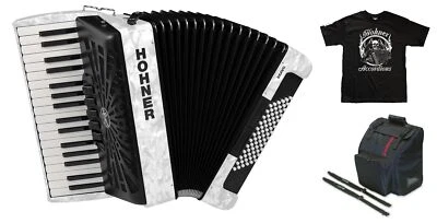  Hohner Bravo II 72 бас белый фортепиано аккордеон + сумка, ремни, рубашка | новый - Изображение 1 из 4