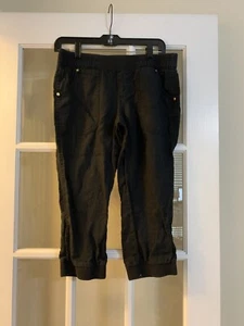 Guess black 100% linen womens joggers gold accent womens size small - Picture 1 of 6