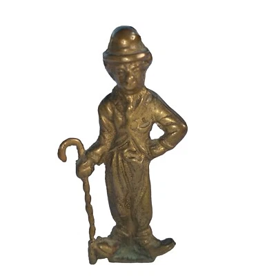 Vintage, Small Brass Figurine Of Charlie Chaplin With Iconic Walking Stick. - Image 1 of 4