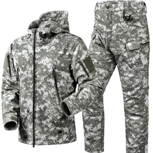 2 Piece Men Hunting Jacket Suits Waterproof Cargo Shell Camo Suit Coats Pants - Picture 1 of 15