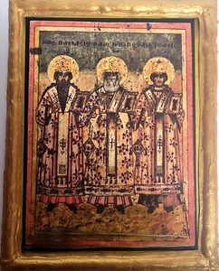 Three Holy Hierarch Saints Gregory St John St Basil Greek Eastern Orthodox Icon - Picture 1 of 5