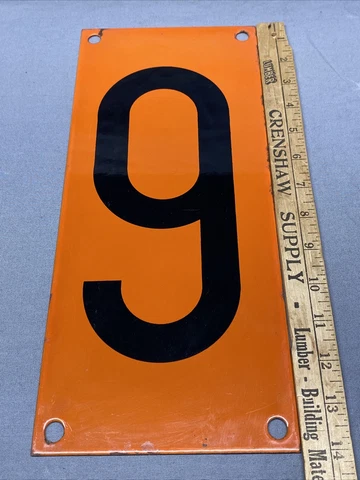 Vintage Porcelain #9 Or #6 Sign 6”x14” ***Other Numbers Available**** Cover