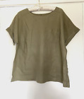 M And S Collection Size 18 Olive Green Short Sleeve Linen Top With Chest Pocket