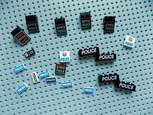 Lego lot of 20 Decorated Printed pieces Fire Rescue Police Ambulance b - Picture 1 of 2